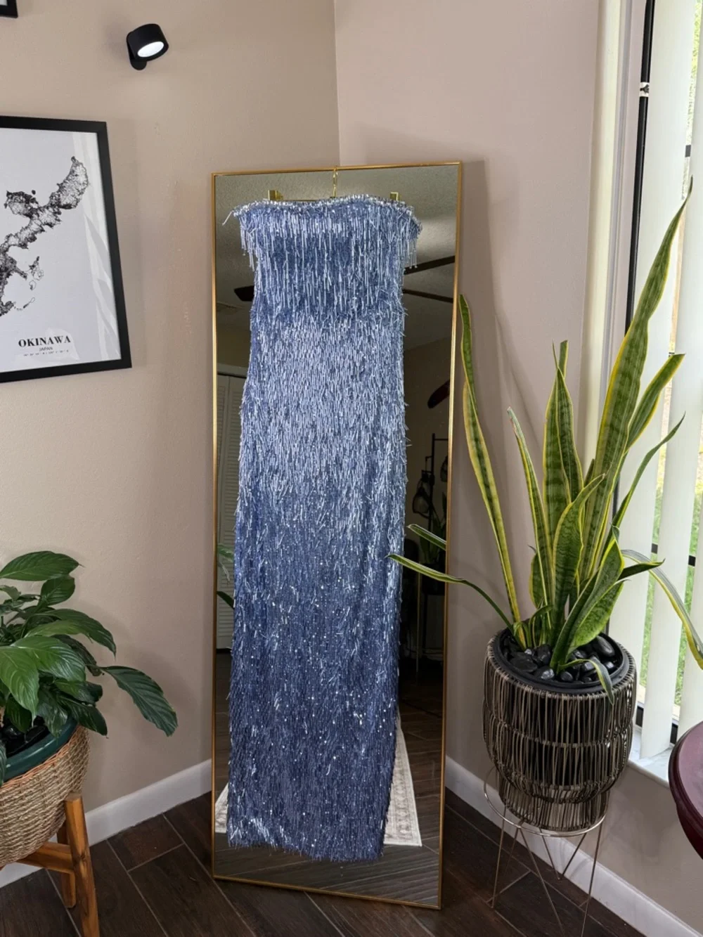 Albina Dyla Sapphire Gleam Strapless Sequin Column Dress - Picture 5 of 12